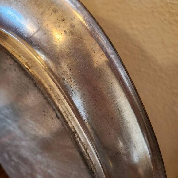 Silver rustic country tray vanity platter oval home decor - Picture 4 of 5